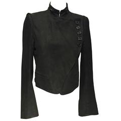 Retro 90s Ann Demeulemeester cropped high waisted leather Jacket, Sz. S