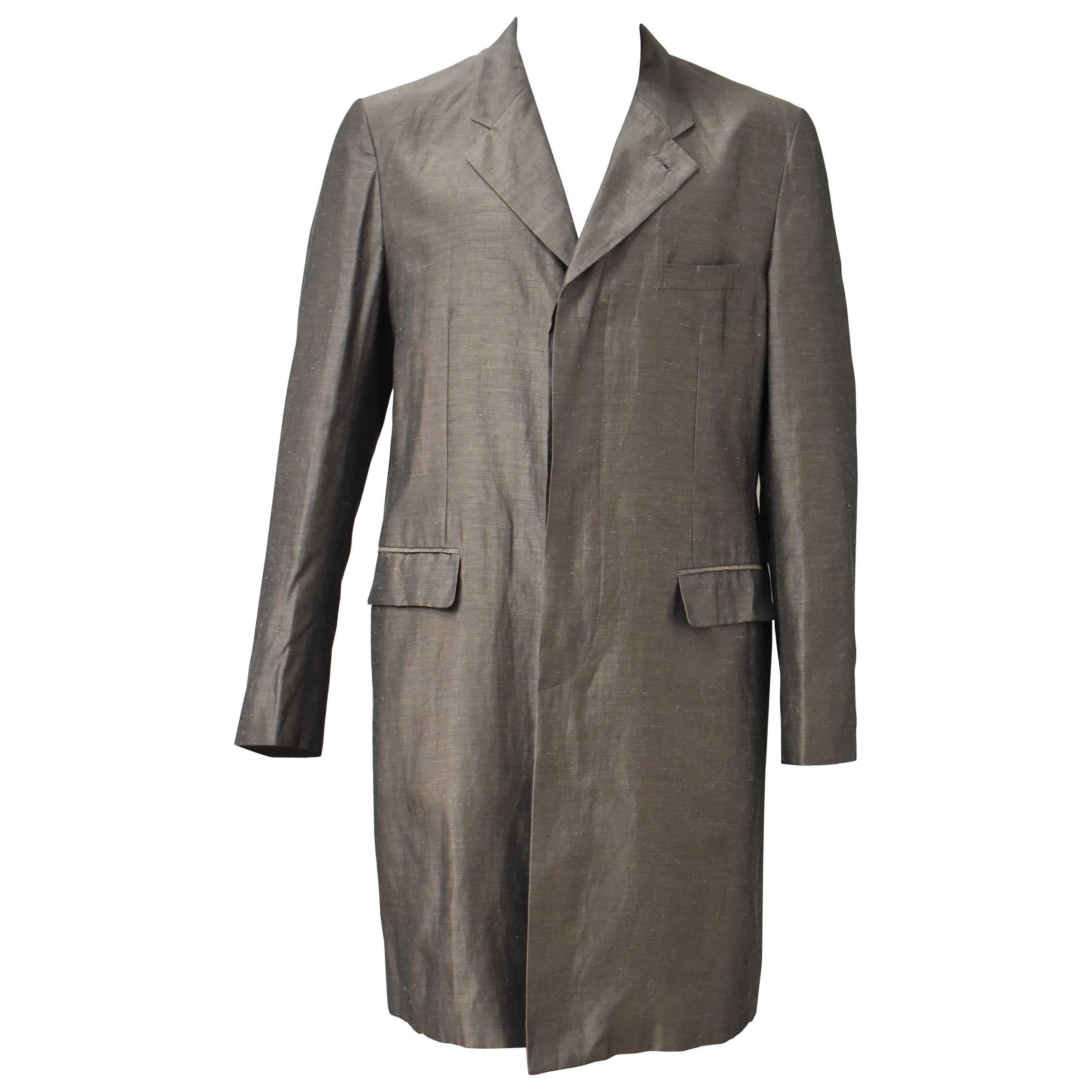 Comme des Garcons Homme Plus Grey Linen Blend Coat, 1997 For Sale