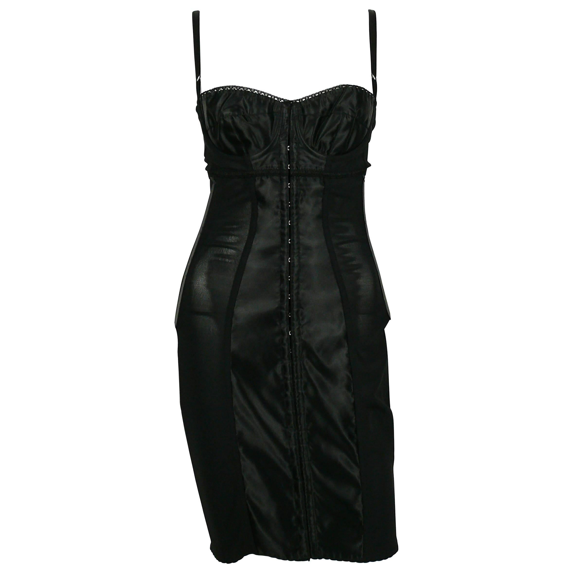 Dolce and Gabbana Black Lingerie Corset Bustier Dress