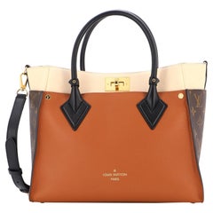 Louis Vuitton On My Side Tote Leather with Monogram Canvas MM