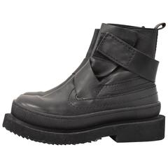 Dirk Bikkembergs Black Pull-on Chunky Boots with Wrap around Strap
