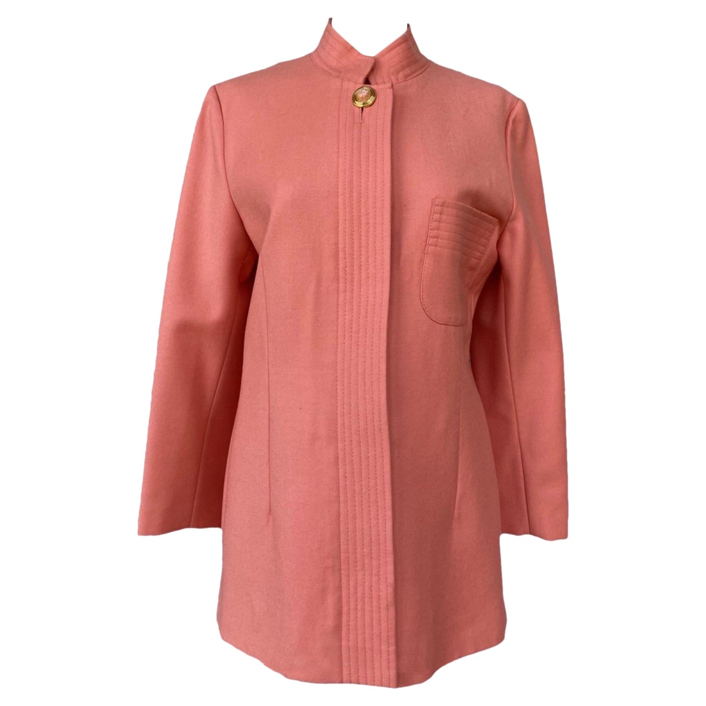 Valentino long peach pink wool vintage Jacket For Sale