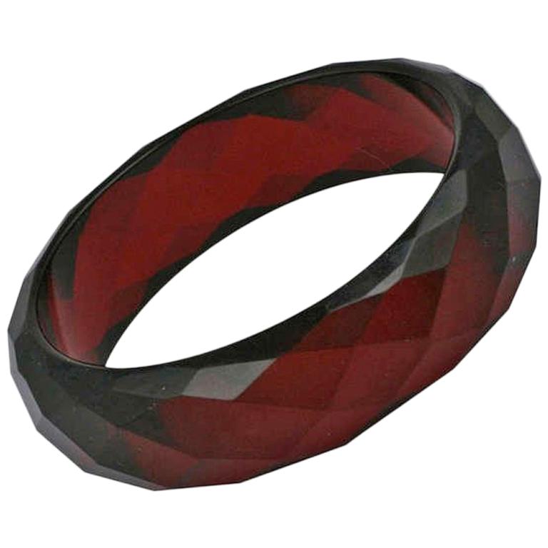 Faceted Amber Bakelite Bangle