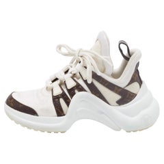 Louis Vuitton White/Brown Mesh and Monogram Canvas Archlight Sneakers Size 36.5
