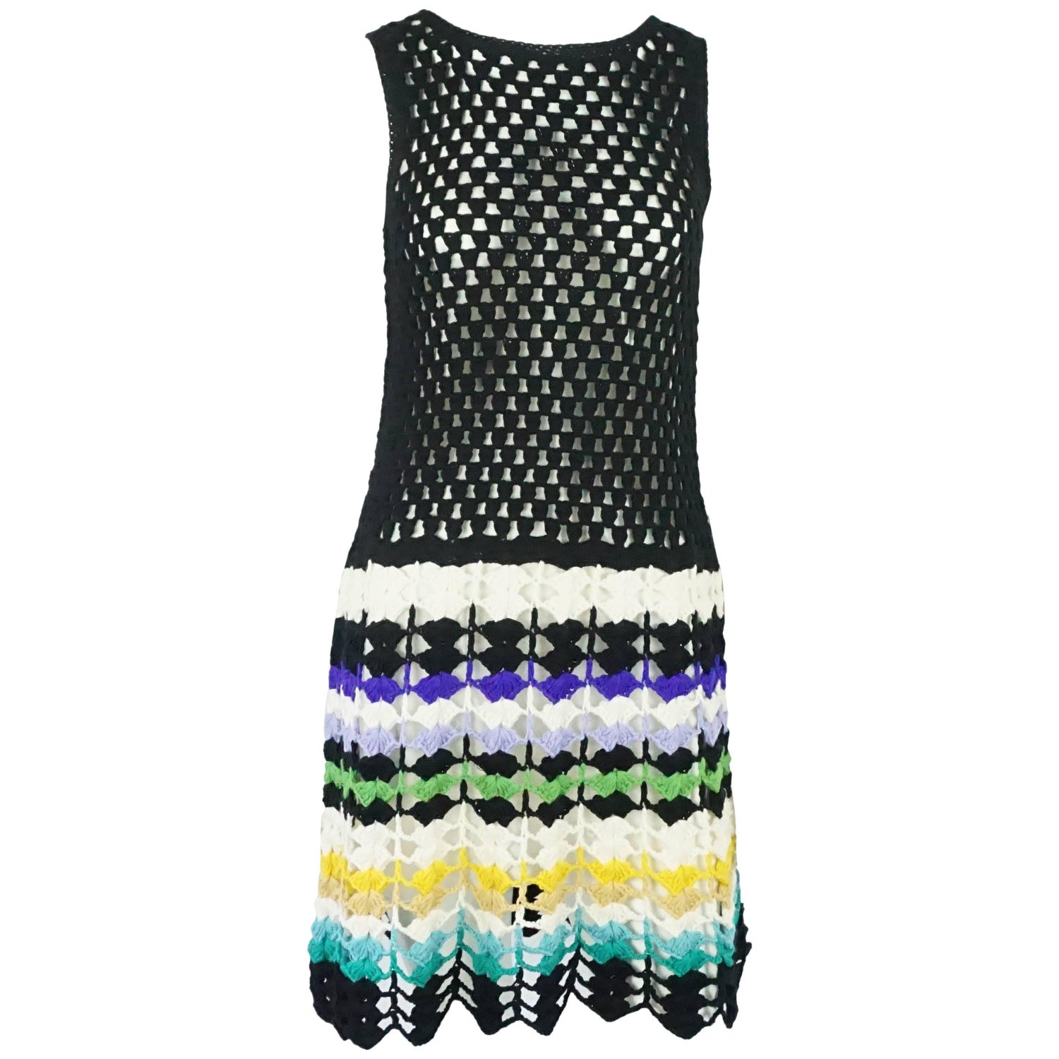 Missoni Black and Multi Crochet Sleeveless Dress-40 For Sale at 1stDibs