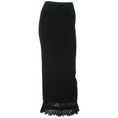 Alaia Black Knit Long Skirt w/ ruffle bottom-38