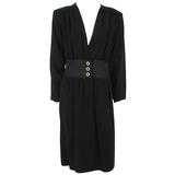 Yves Saint Laurent - Vestito a maniche lunghe in crepe di lana nero - 40-Circa anni '70