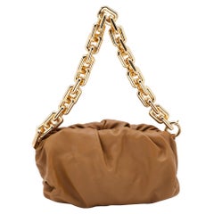 Bottega Veneta Tan Leather Chain Pouch Clutch