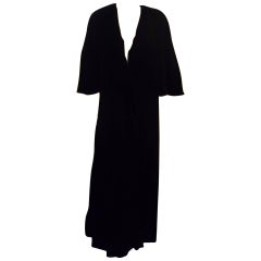 Vintage 1980s Victor Costa Sweeping Velvet Opera Coat with Attached Cape