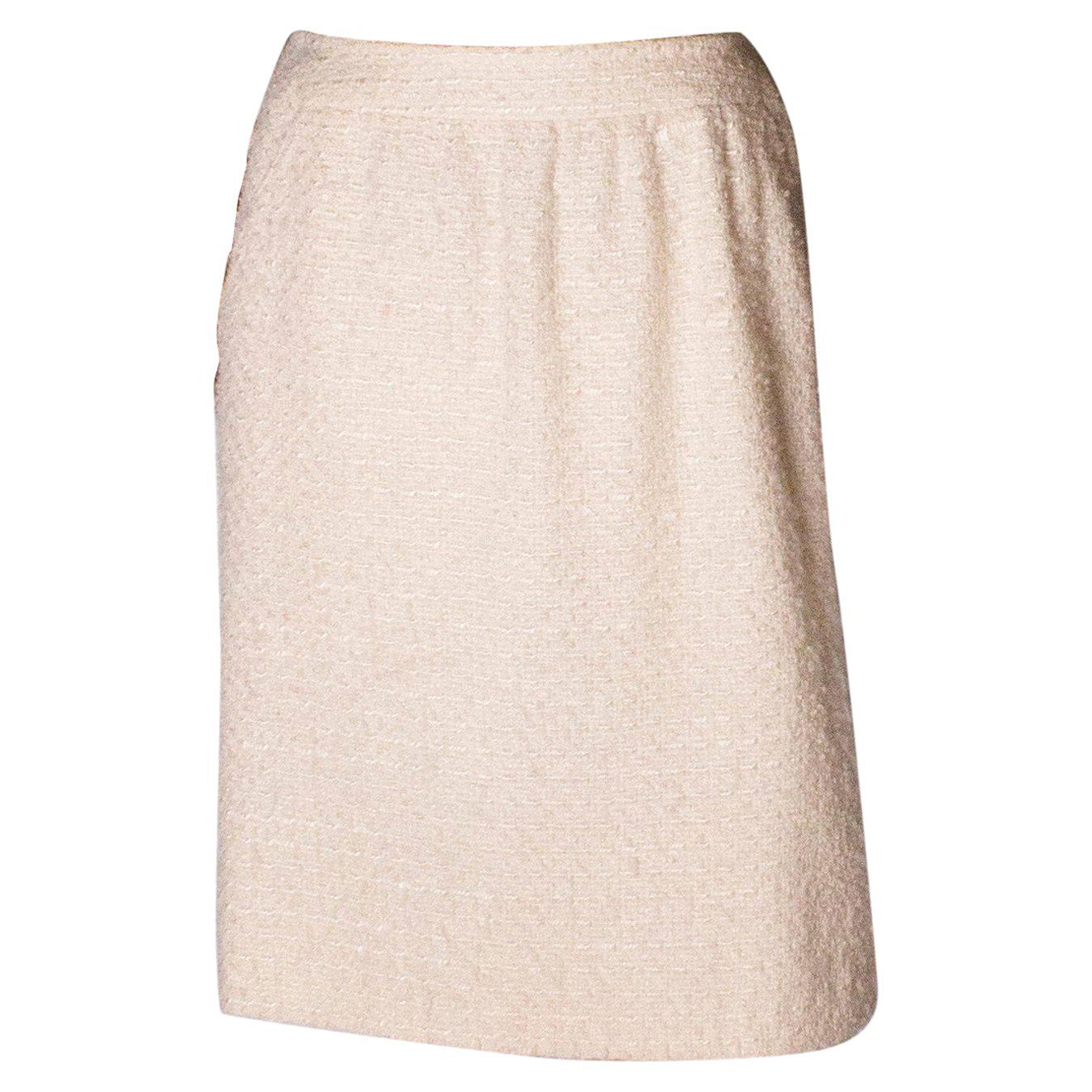 Vintage Chanel Ivory Boucle Skirt For Sale