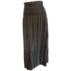 NWT Issey Miyake Grey Polyester Skirt with Smocked Waist