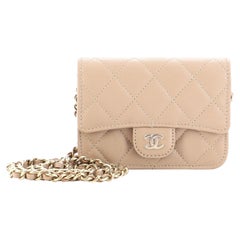 Chanel Classic Flap Card Holder on Chain Quilted Caviar Mini