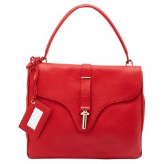 Balenciaga Rose Corail Leather Tube Clasp Top Handle Bag