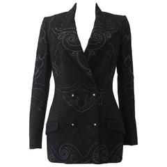 Vintage Gianni Versace Couture Lace Metallic Embroidered Jacket Fall 1996