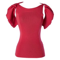 Raspberry pink wool knit tank-top and boléro.