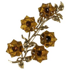 Large Retro Topaz Briolette Flower Spray