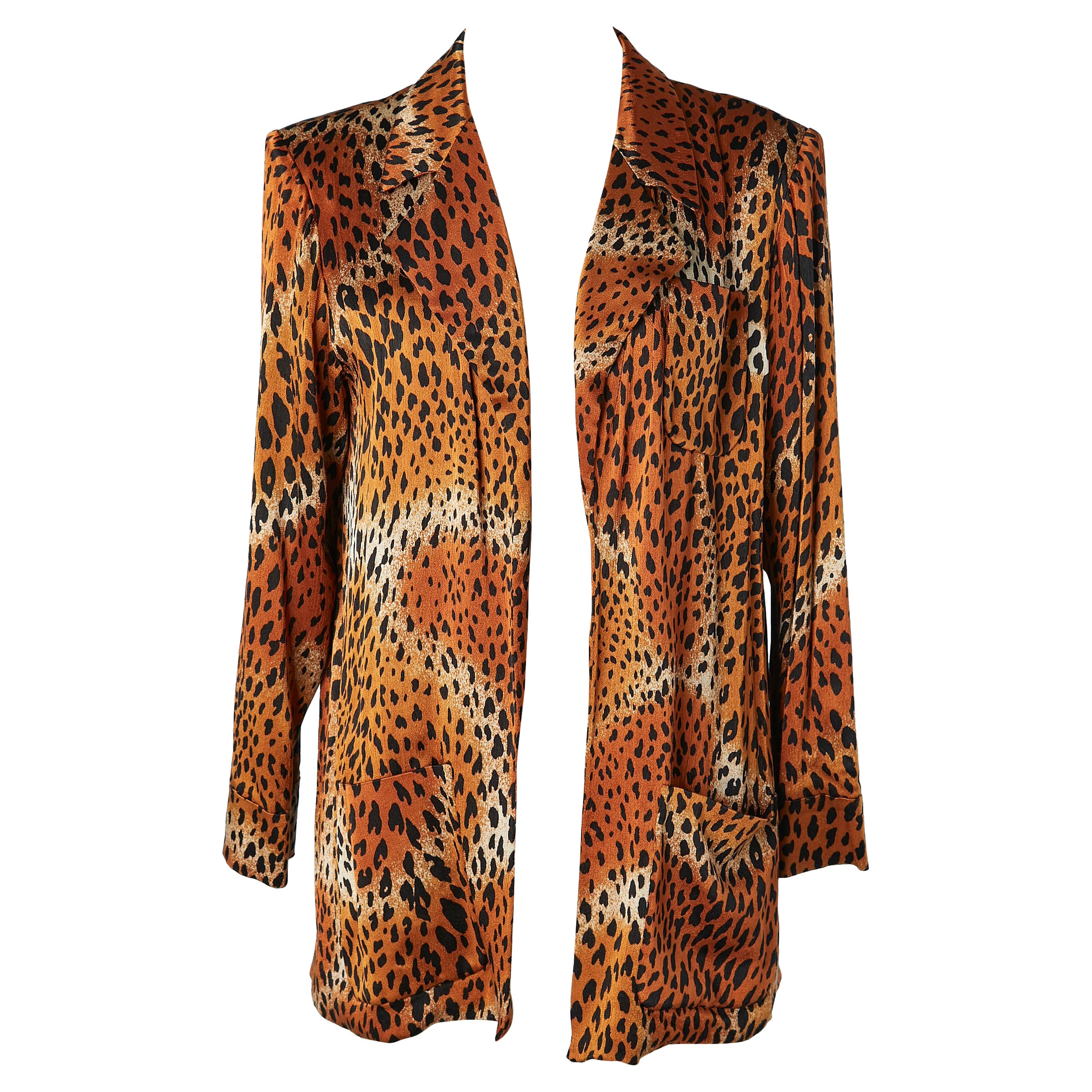 Leopard printed edge to edge evening jacket Yves Saint Laurent Rive Gauche  For Sale