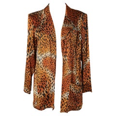 Leopard printed edge to edge evening jacket Yves Saint Laurent Rive Gauche 