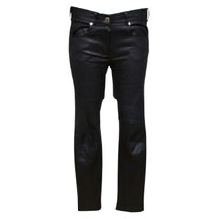 GIVENCHY Pantalón de cuero negro Jean Mid-Rise Skinny Leg Cremallera Sz M