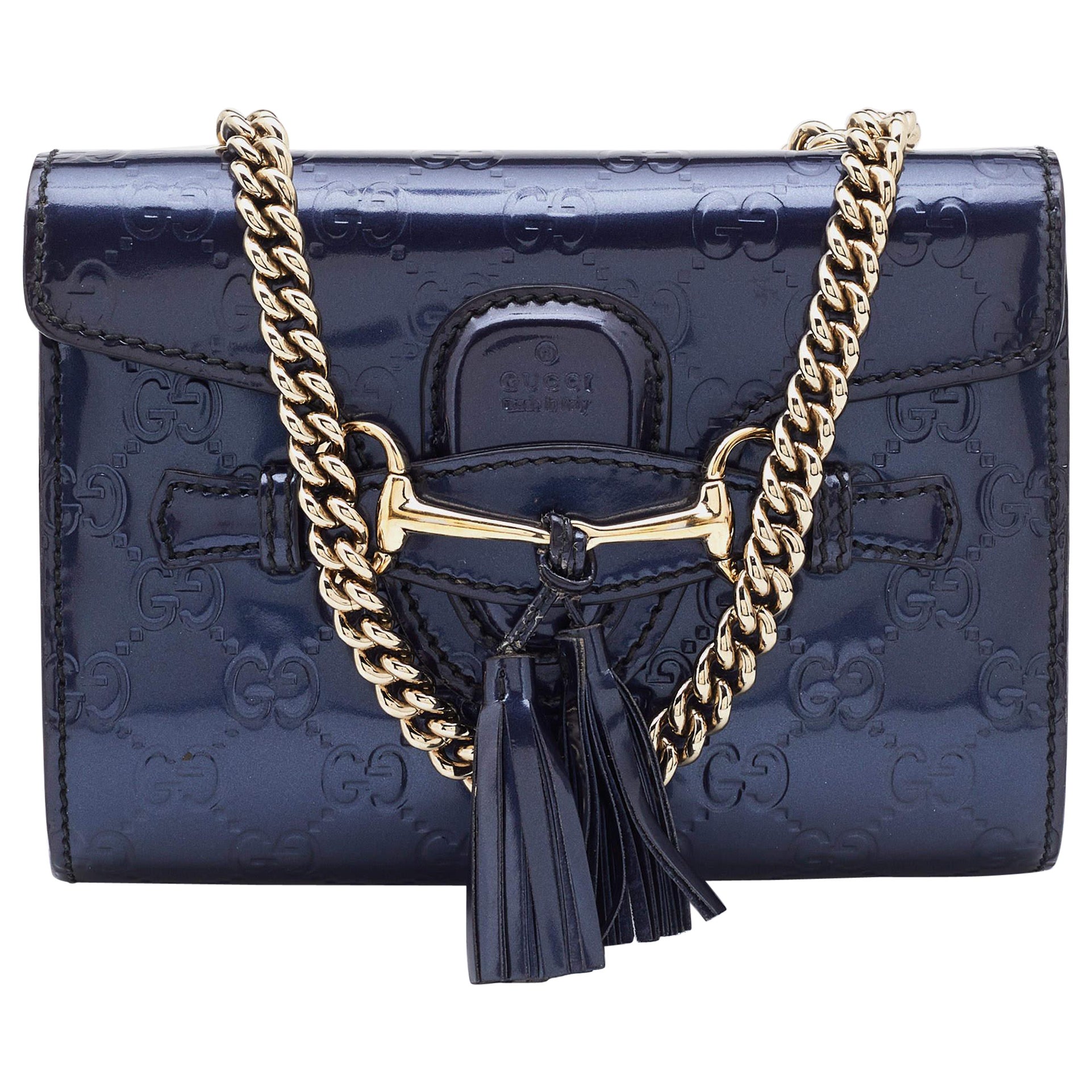 Gucci Purple Guccissima Patent Leather Mini Emily Chain Shoulder Bag