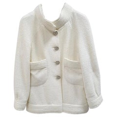 Chanel Wite Tweed Jacket Blazer