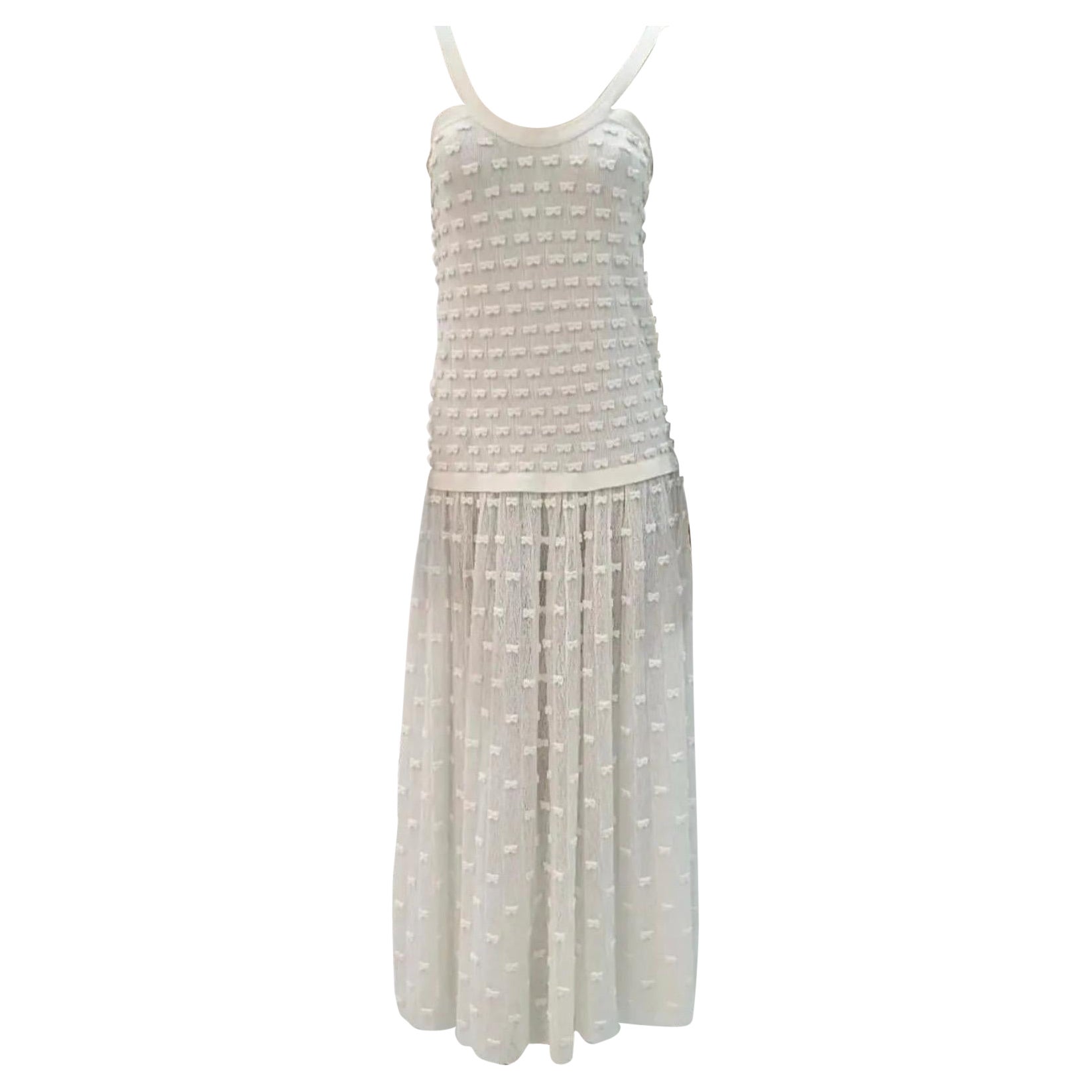 Chanel 2014 Cream Bows Sleeveless Summer Dress 
