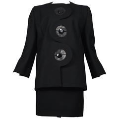 Vintage Pierre Cardin Couture Black Button Suit