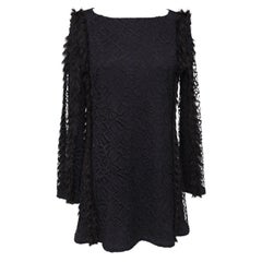 CHANEL Lace Dress Mini Purple Long Sleeve Gripoix Sz 38 Fall 2012