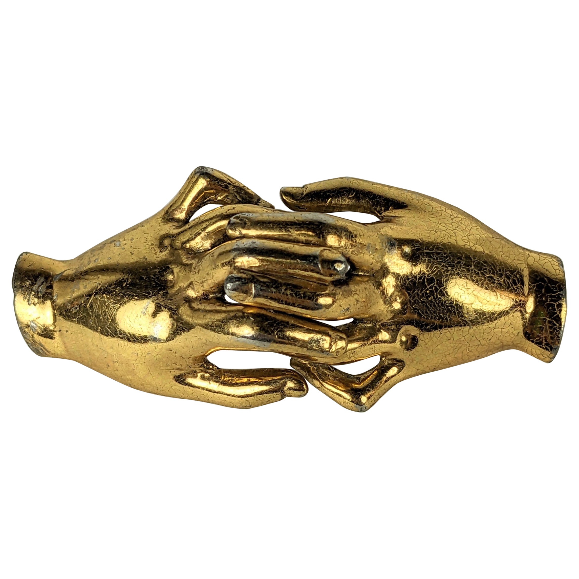 Silson Clutched Hands Retro Corsage Brooch For Sale