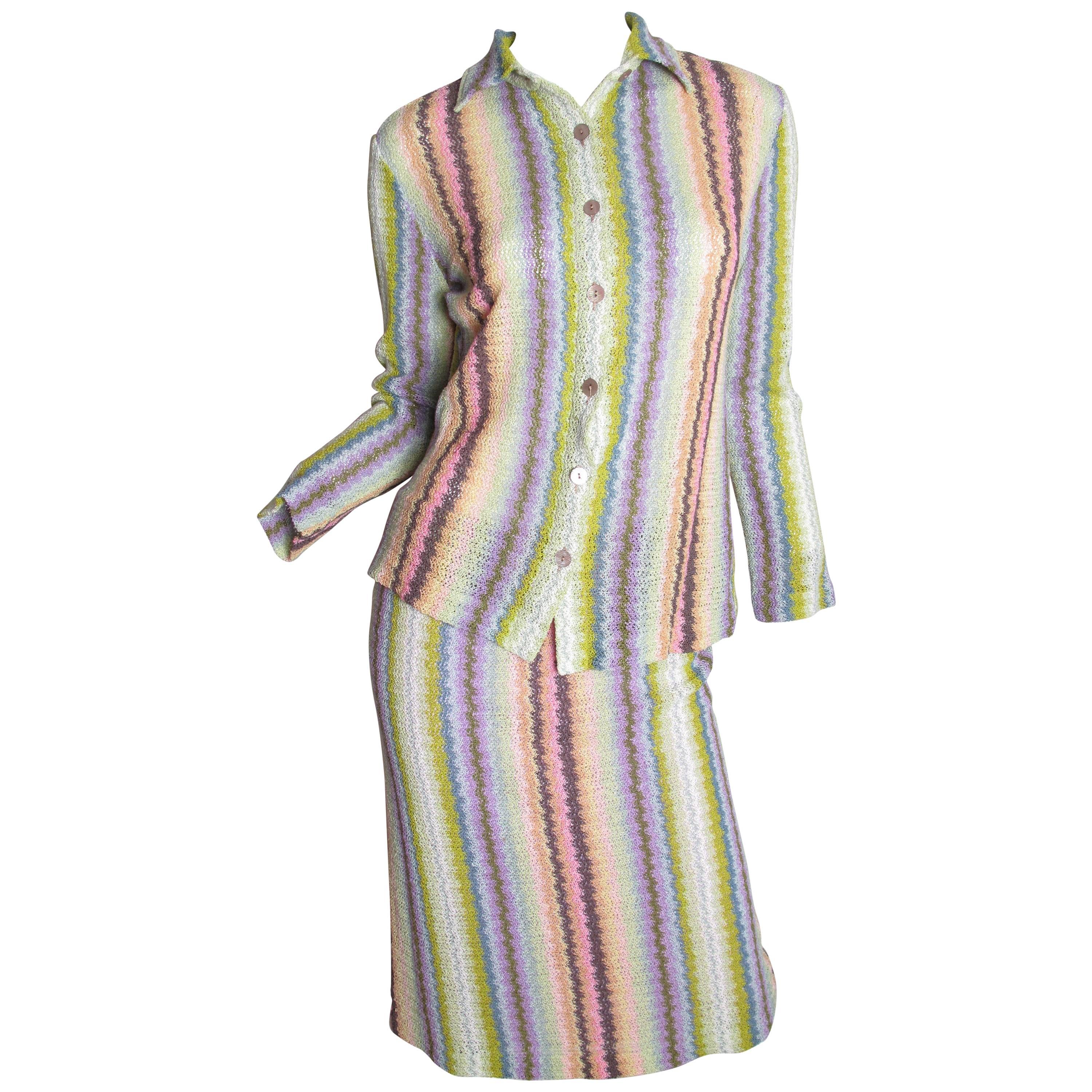Missoni Pastel Rainbow Knit Top and Skirt 
