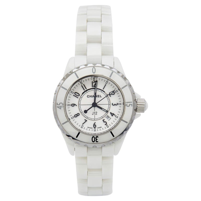 Chanel White Ceramic Stainless Steel J12 H0968 Women's Wristwatch 33 mm at  1stDibs