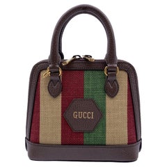 Gucci Red Green Beige Stripes Centennial 100 Small Dome Bag