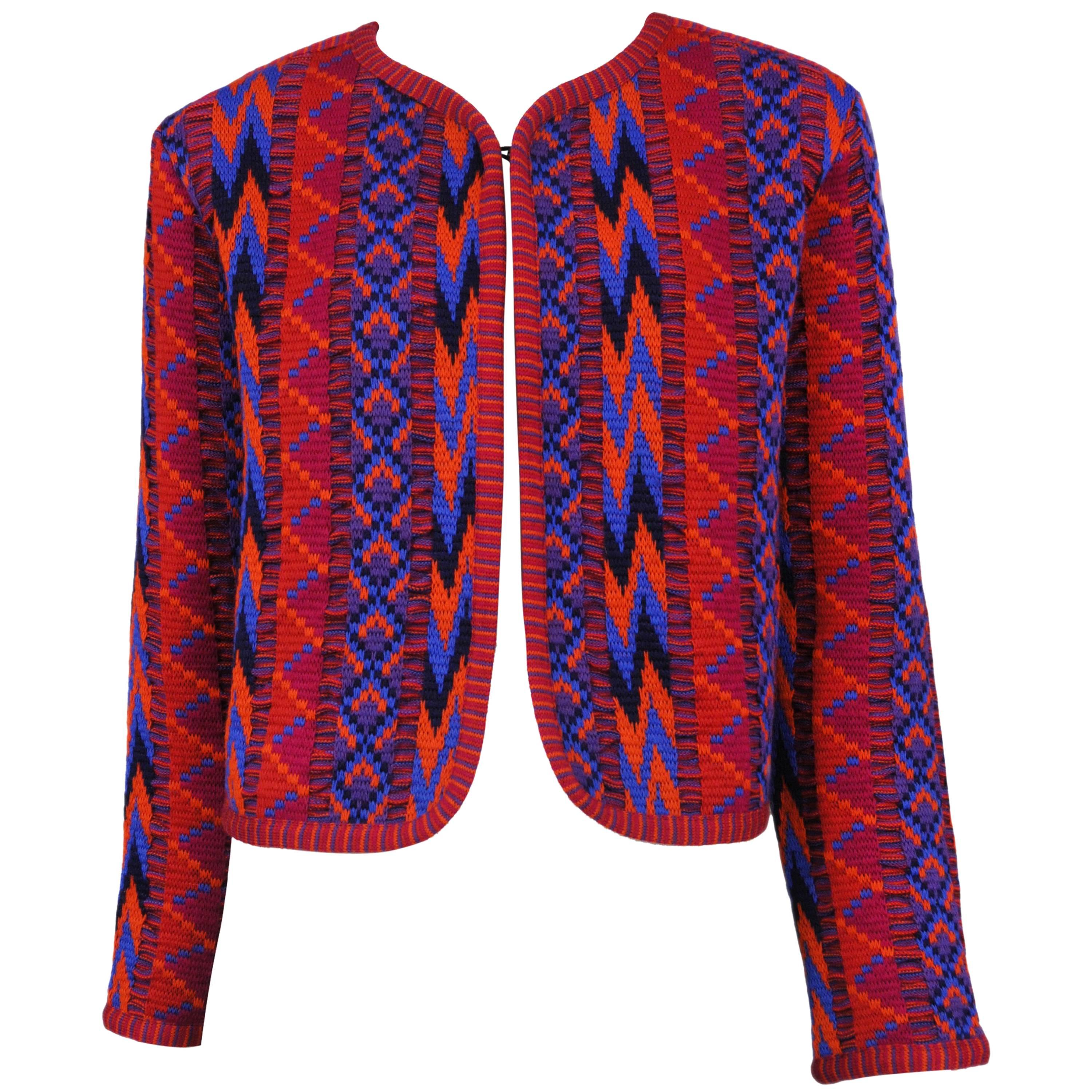 Yves Saint Laurent Purple & Fuchsia Tribal Knit Jacket