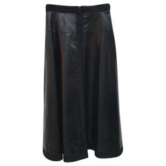 Chanel Black Leather Midi Skirt