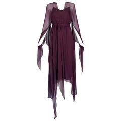 1970's Halston Chiffon Double Layered Evening Dress 8