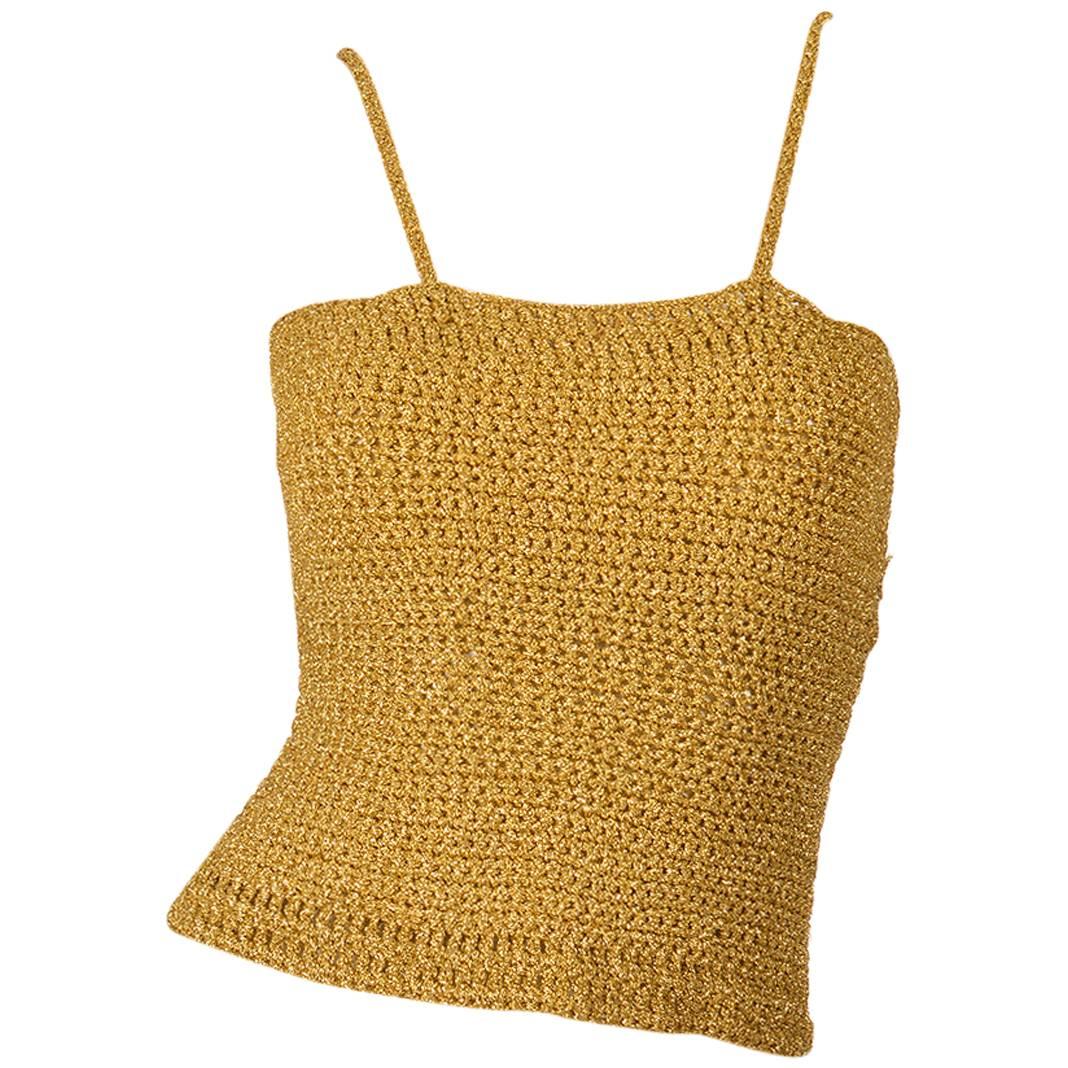 Vintage Gold Knit Metallic Crop Top