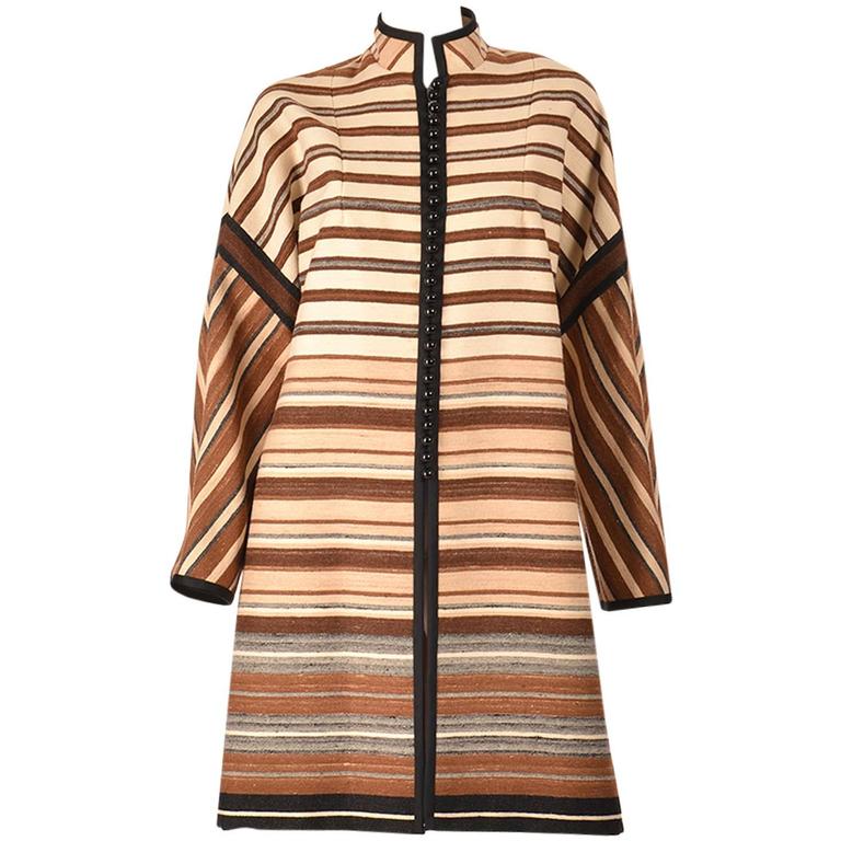 1960's Shireen McKee Haute Couture Striped Wool Coat For Sale at 1stDibs