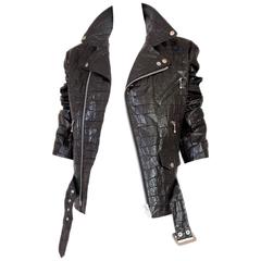 2015 Junya Watanabe for Comme des Garcons Black Faux Reptile Motorcycle Jacket