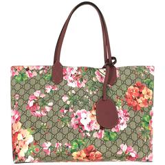 Gucci GG Blooms Medium Reversible Leather Tote Bag Multicolor Rose