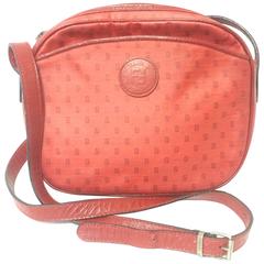 Vintage FENDI red oval round shape shoulder purse with small FF logo print