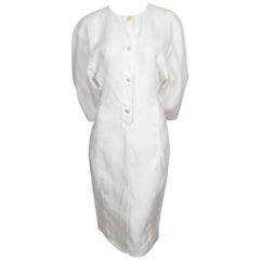 1980's ANNE MARIE BERETTA white linen dress