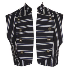 Retro 1990's RIFAT OZBEK deep blue striped military style vest