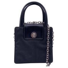 Bulgari Bvlgari Black Canvas and Leather Accordion Handbag with Chain