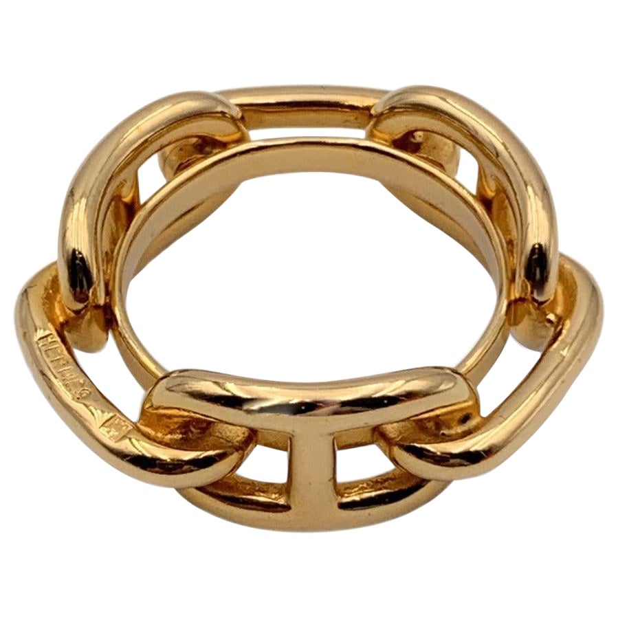 Hermes Gold Metal Chaine D’Ancre Scarf Ring