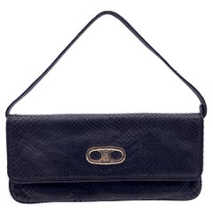 Celine Vintage Black Leather Convertible Clutch Shoulder Bag