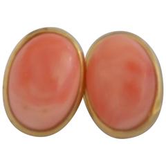 18kt Gold pink coral earrings