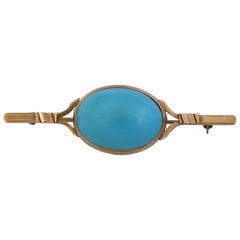 Used 18kt Gold turquoise Pin