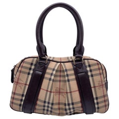 Burberry Beige Brown Nova Check Canvas Tote Bag Handtasche