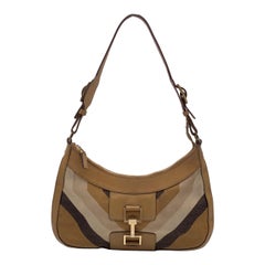 Gucci Beige Striped Metallic Canvas Jackie Hobo Shoulder Bag