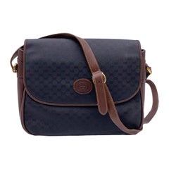 Gucci Retro Black Brown Monogram Canvas Messenger Bag